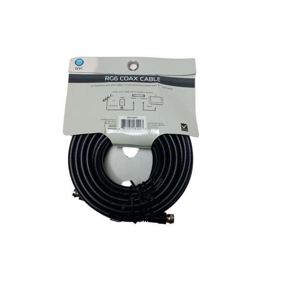 ONN 25 feet RG6 Coax Cable F Type Jack 2 Connections Black TV Computer Cable New - Picture 2 of 2